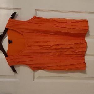 Ann Taylor orange ruffle pleated tank